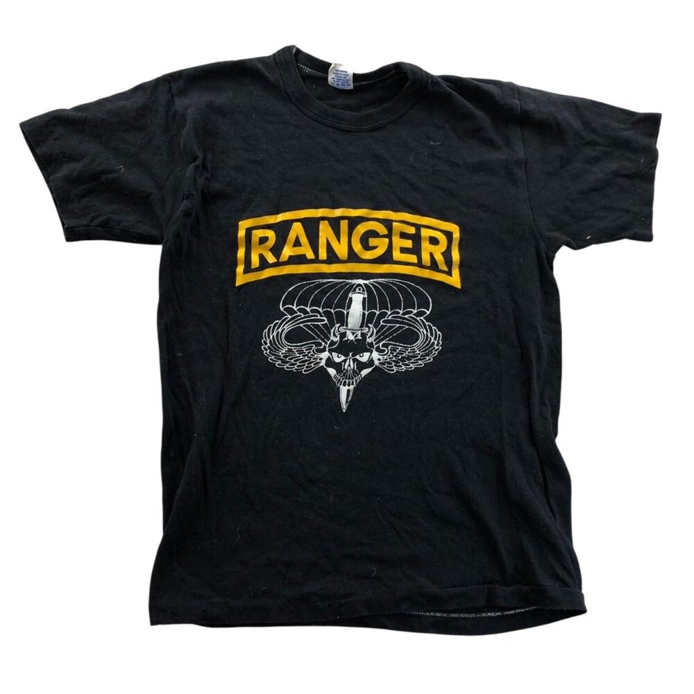 Soffe Athletic Mens Ranger T-Shirt Large Vintage single Stitch Black Ranger